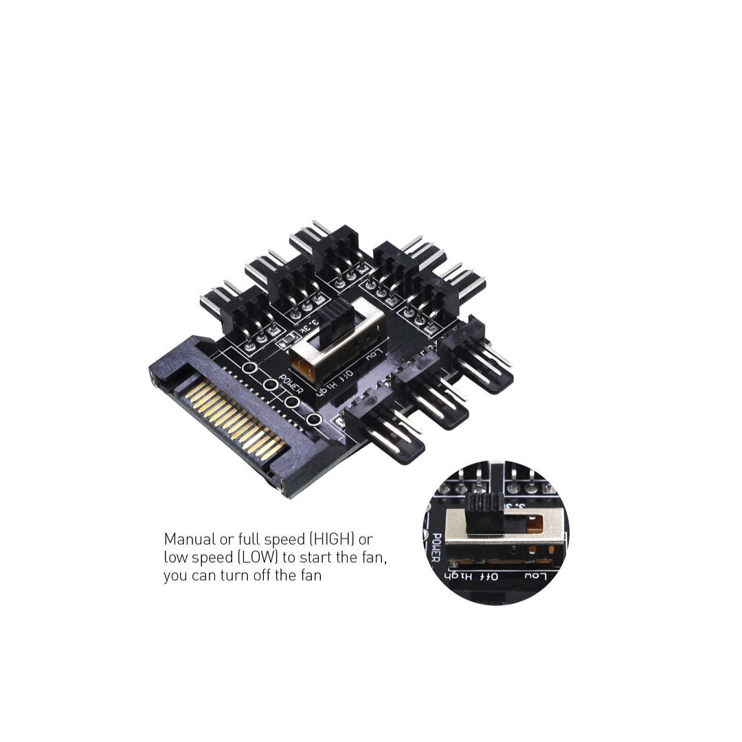 Tishri 8 Port SATA to 3 Pin Fan Splitter