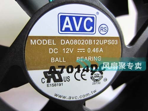 AVC DA08020B12UPS03 12V 0.46A 4wires Cooling Fan