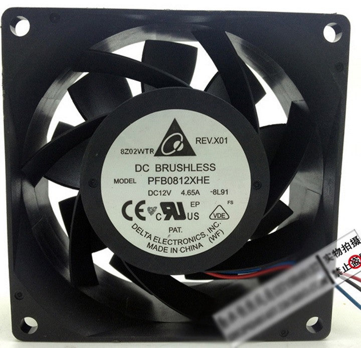 DELTA PFB0812XHE 12V 4.65A 3wires Cooling Fan