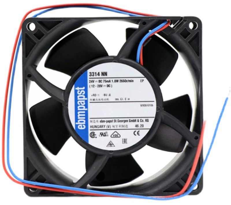 Ebmpapst 3314NN 24V 75mA 1.8W 2wires Cooling Fan