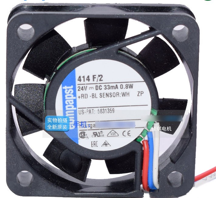 Ebmpapst 414F/2 24V 33mA 0.8W 3wires Cooling Fan