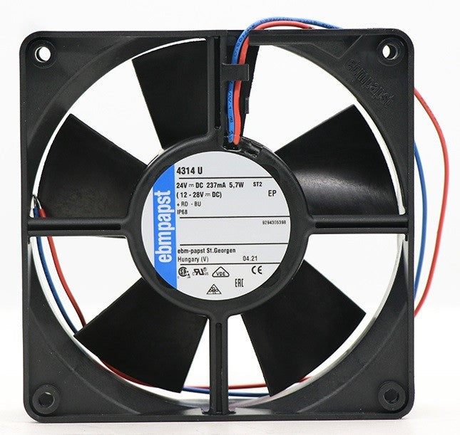 Ebmpapst 4314U 24V 210mA 5.0W 2wires Cooling Fan
