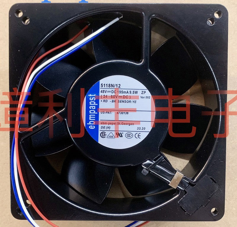 Ebmpapst 5118N/12 48V 9.5W 3wires Cooling Fan - New