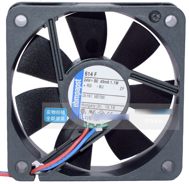 Ebmpapst 614F 24V 45mA 1.1W 2wires Cooling Fan