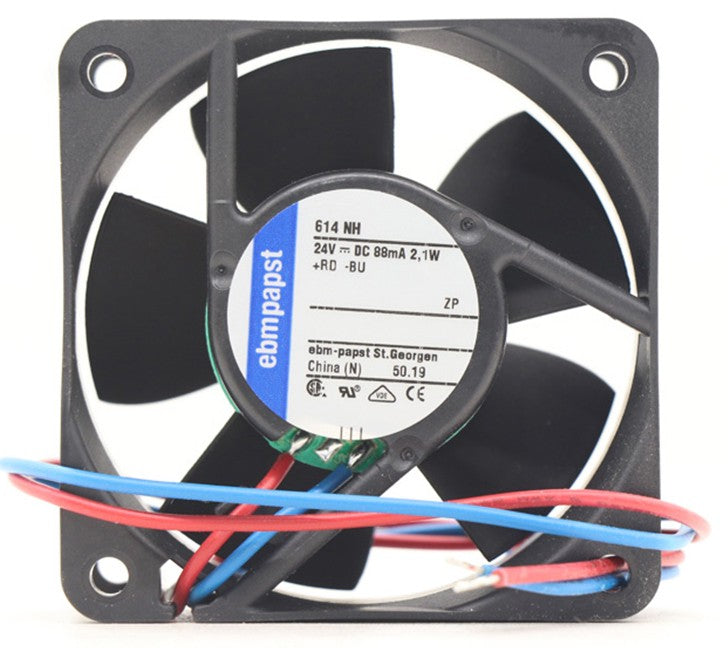 Ebmpapst 614NH 24V 88mA 2.1W 2wires Cooling Fan