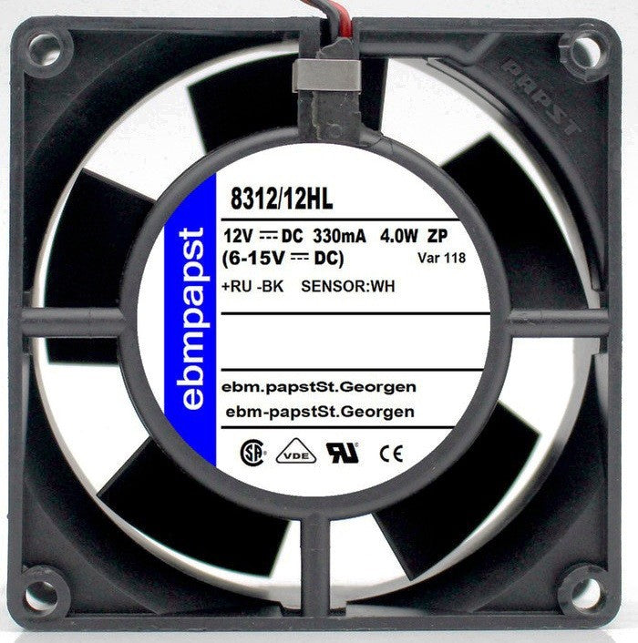 Ebmpapst 8312/12HL 12V 330mA 4.0W 3wires Cooling Fan