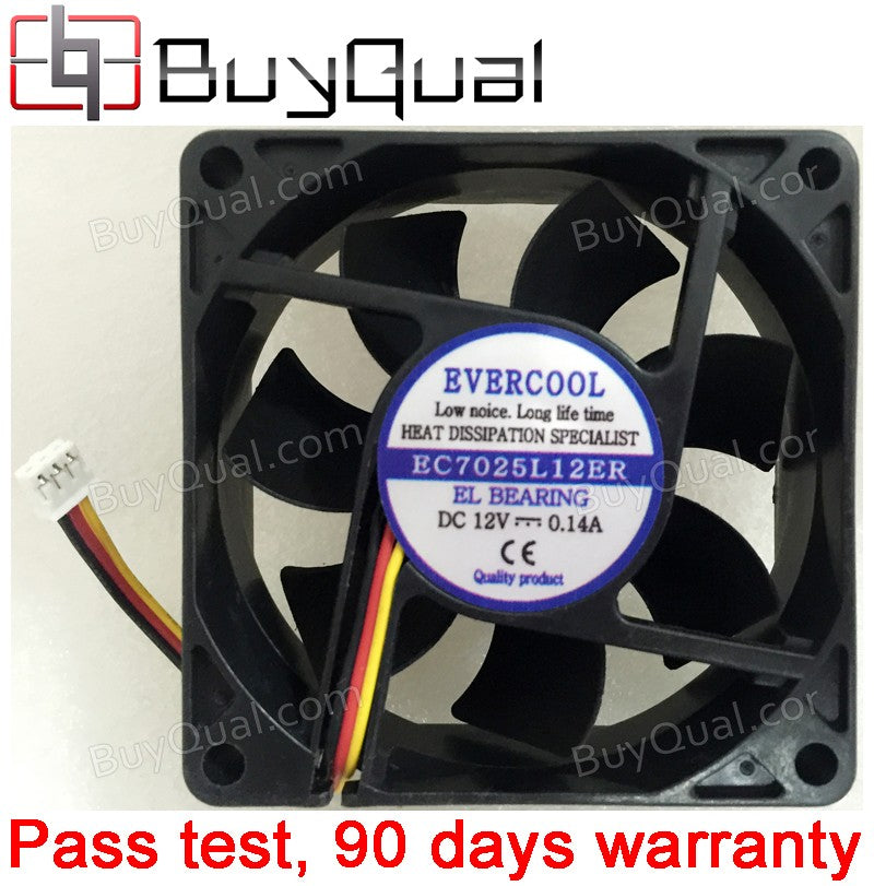 EVERCOOL EC7025L12ER 12V 0.14A 3wires cooling fan