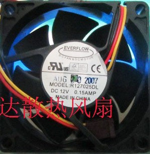 EVERFLOW R127025DL 12V 0.15A 3wires cooling fan