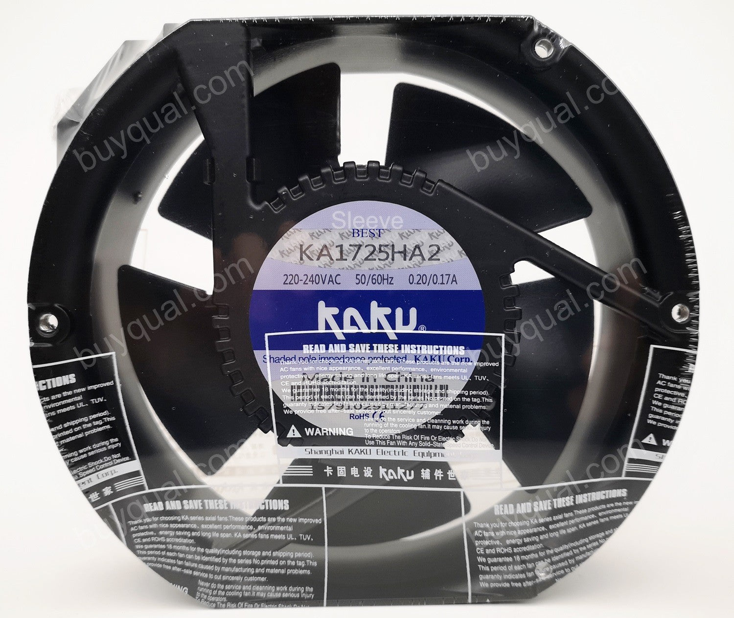 KAKU KA1725HA2 220/240V 0.20/0.17A 0.27/0.23A Cooling Fan