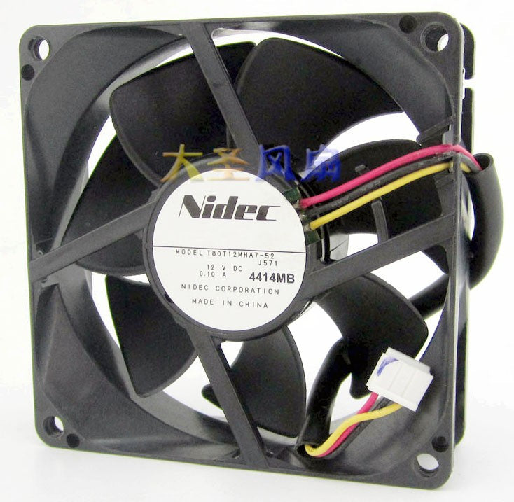 Nidec T80T12MHA7-52 12V 0.1A 3wires cooling fan