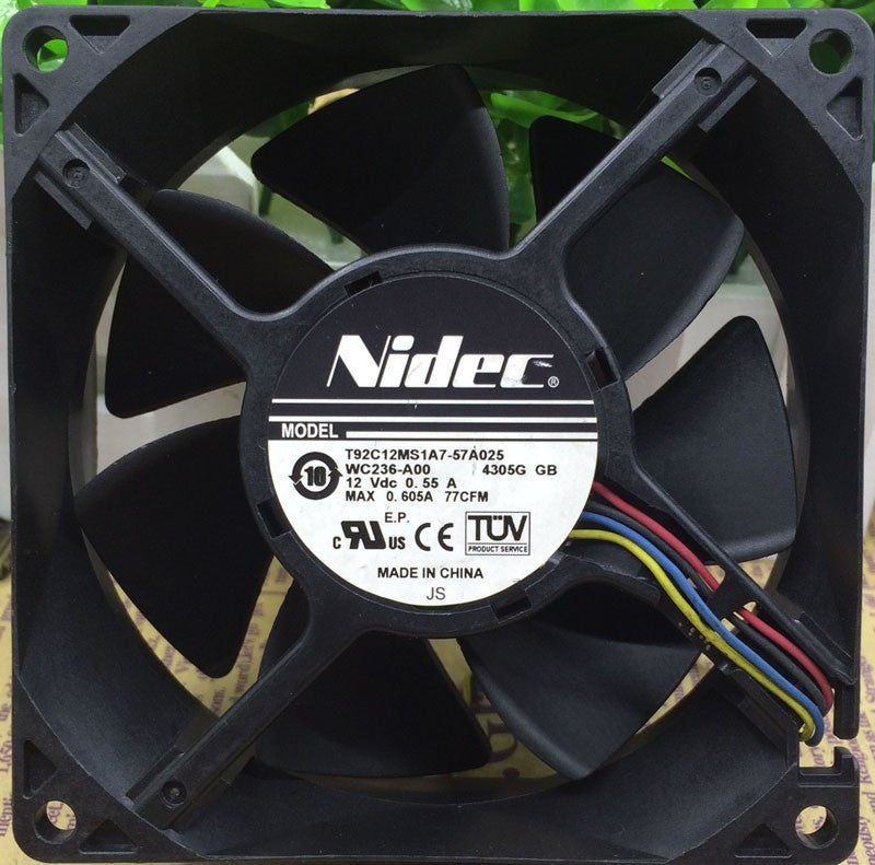 Nidec T92C12MS1A7-57A025 12V 0.55A 4wires cooling fan