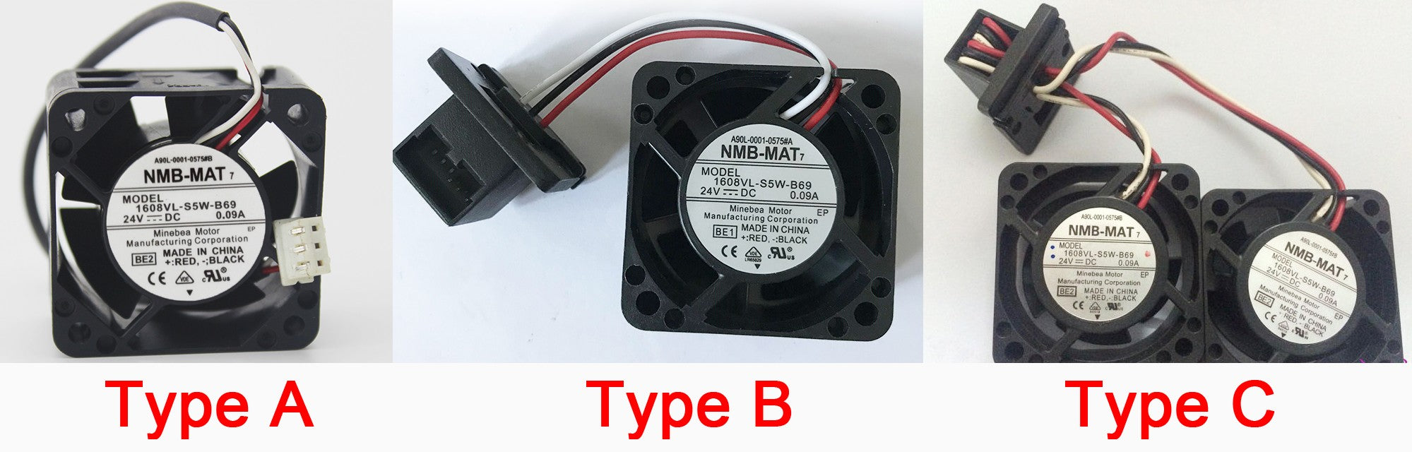 NMB 1608VL-S5W-B69 A90L-0001-0575#A A90L-0001-0575#B 24V 0.09A 3wires Cooling Fan