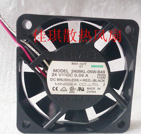 NMB 2406KL-05W-B49 24V 0.09A 3wires Cooling Fan