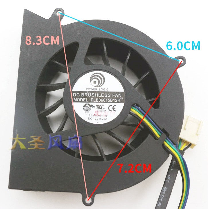 POWER LOGIC PLB06015B12H 12V 0.22A 4wires cooling fan