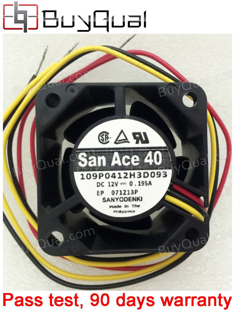 Sanyo 109P0412H3D093 12V 0.195A 3wires Cooling Fan