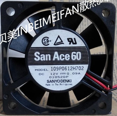 Sanyo 109P0612H702 12V 0.09A 2wires Cooling Fan