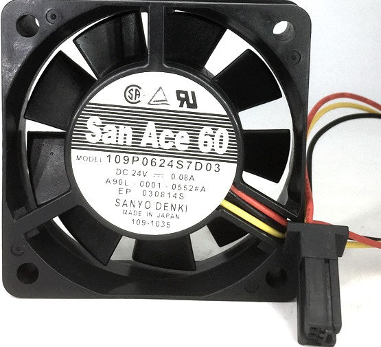 Sanyo 109P0624S7D03 24V 0.08A 3wires Cooling Fan - Original New