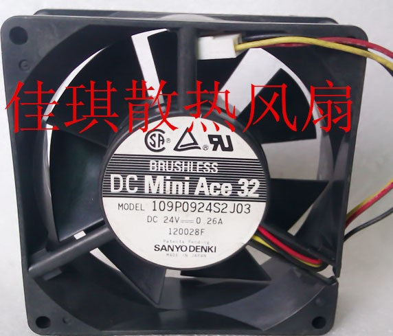 Sanyo 109P0924S2J03 24V 0.26A 3wires Cooling Fan