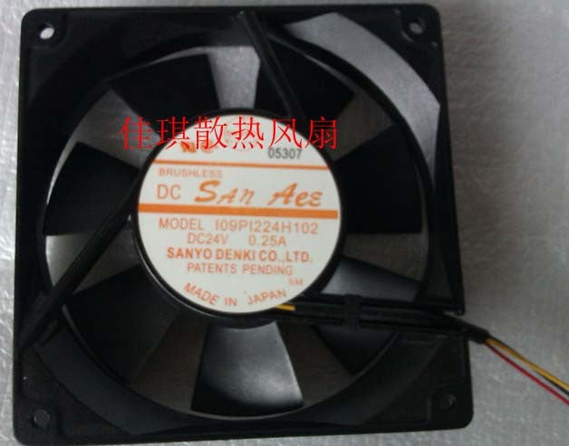 Sanyo 109P1224H102 24V 0.25A 3wires Cooling Fan