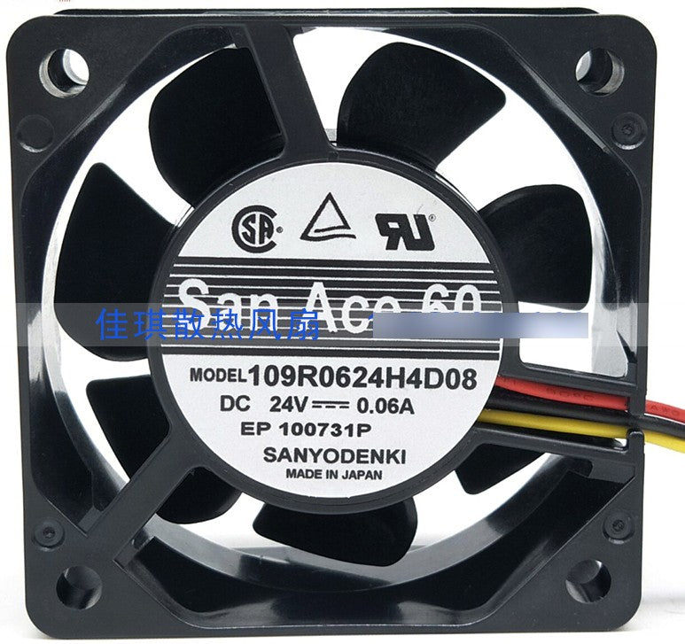 Sanyo 109R0624H4D08 24V 0.06A 3wires Cooling Fan