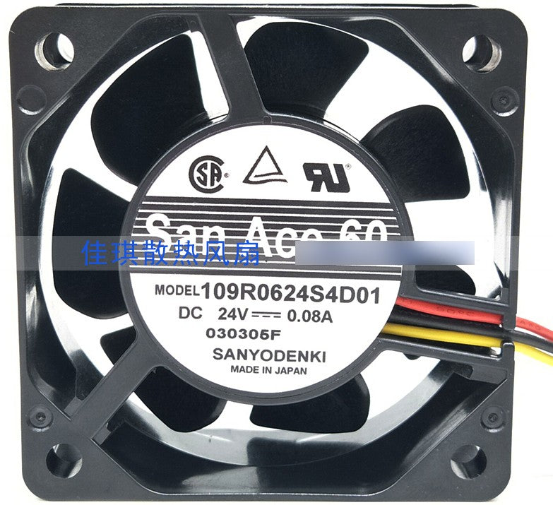 Sanyo 109R0624S4D01 24V 0.08A 3wires Cooling Fan