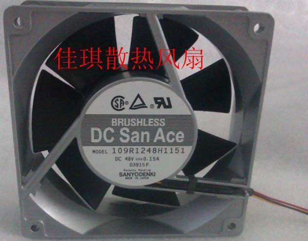 Sanyo 109R1248H1151 48V 0.15A 3wires Cooling Fan