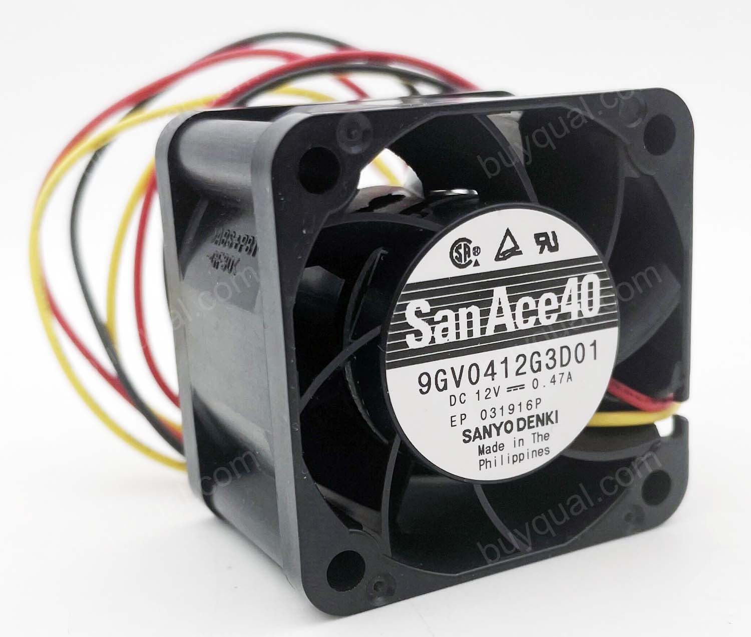 Sanyo 9GV0412G3D01 12V 0.47A 3wires Cooling Fan