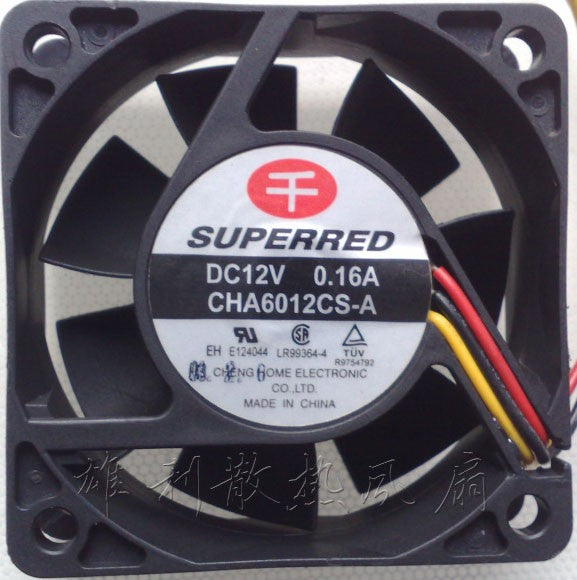 SuperRed CHA6012CS-A 12V 0.16A 3wires Cooling Fan