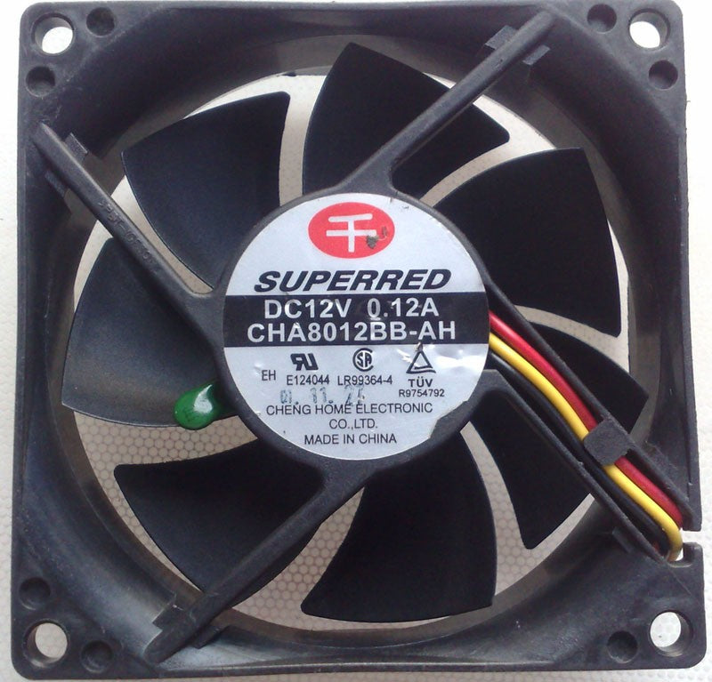 SUPERRED CHA8012BB-AH 12V 0.12A 3wires cooling fan
