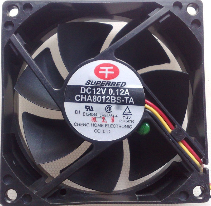 SUPERRED CHA8012BS-TA 12V 0.12A 3wires cooling fan