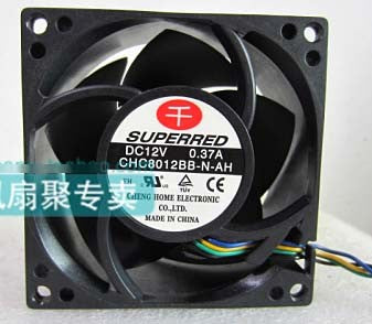 SuperRed CHC8012BB-N-AH 12V 0.37A 4wires Cooling Fan