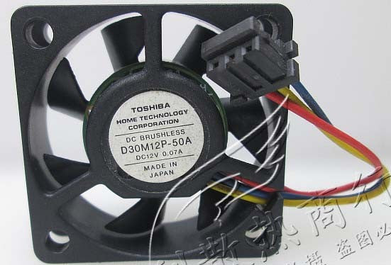 TOSHIBA D30M12P-50A 12V 0.07A 3wires Cooling Fan