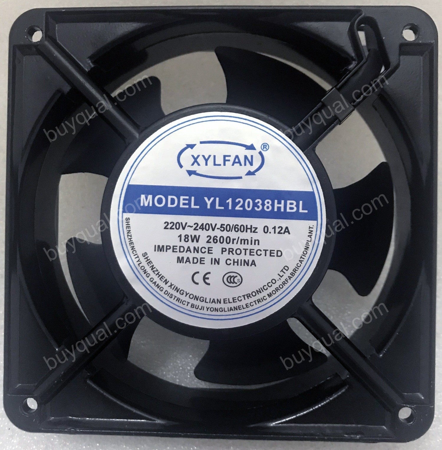 XYLFAN YL12038HBL 220/240V 0.12A 2wires cooling fan