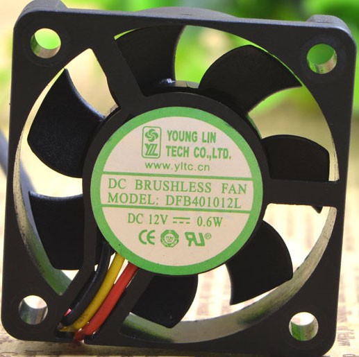 YOUNG LIN DFB401012L 12V 0.6W 3wires Cooling Fan