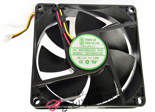 YOUNG LIN DFC802012H 12V 2.8W  3wires Cooling Fan
