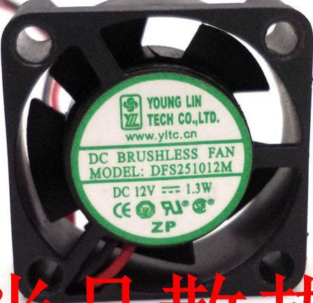 YOUNG LIN DFS251012M 12V 1.3W 2wires cooling fan
