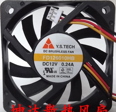 Y.S.TECH FD126010HB 12V 0.24A 3wires cooling fan