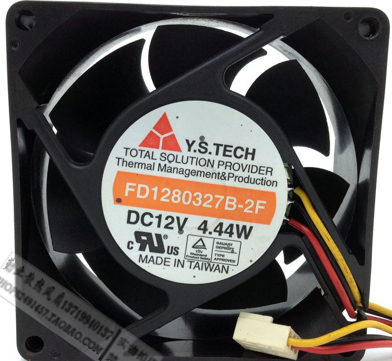 Y.S.TECH FD1280327B-2F 12V 4.44W 3wires Cooling Fan