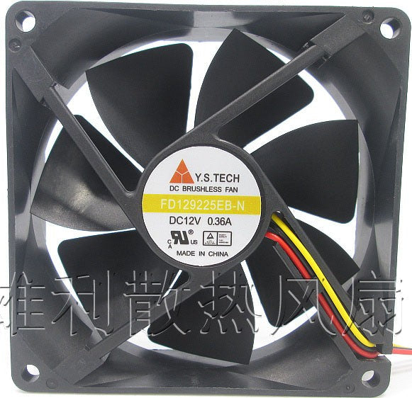 Y.S.TECH FD129225EB-N 12V 0.36A 2wires Cooling Fan